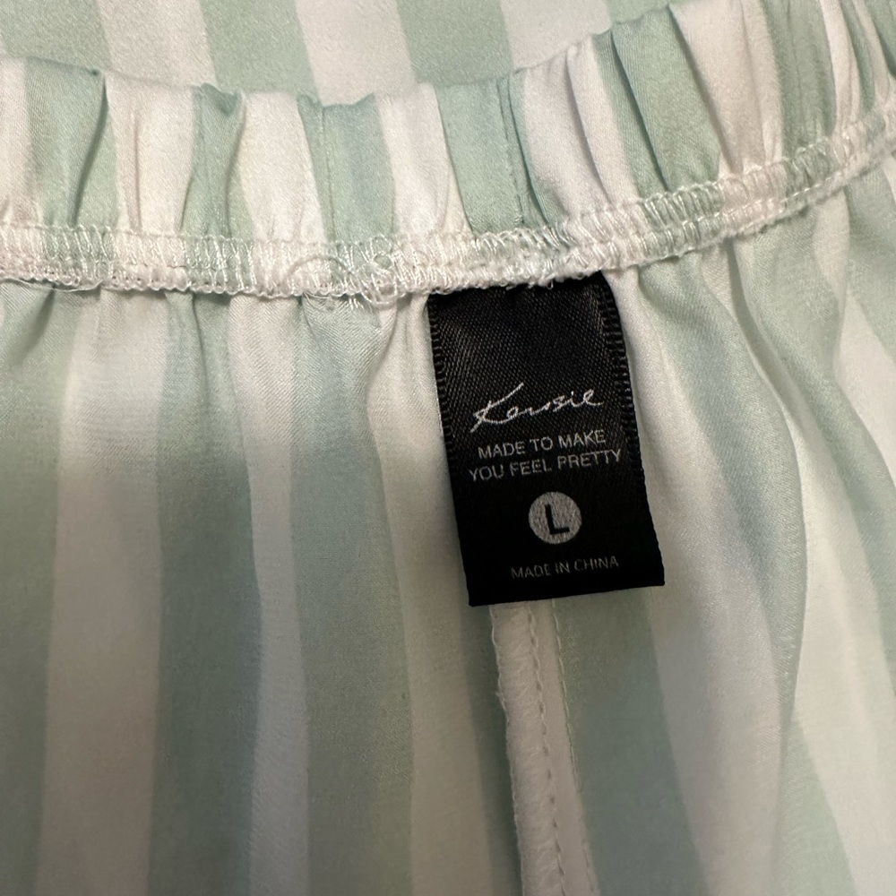 Kensie Green and Pink Striped Women’s Pajama Set - Picture 5 of 9
